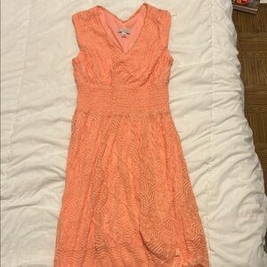 Peach Sleeveless V-Neck Dress